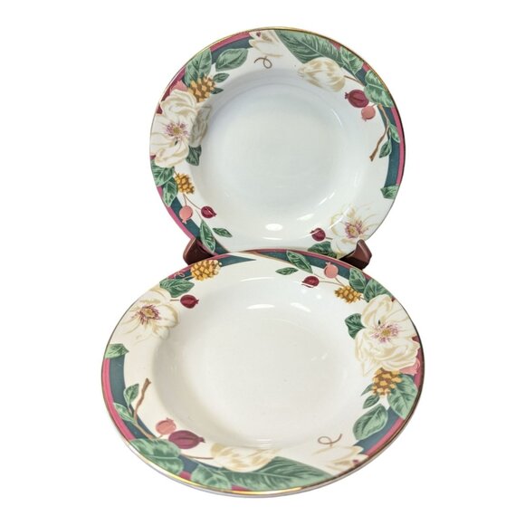 Vintage 1998 Tienshan Fine China Magnolia Soup Cereal Bowls - Set Of 4 - Picture 3 of 6